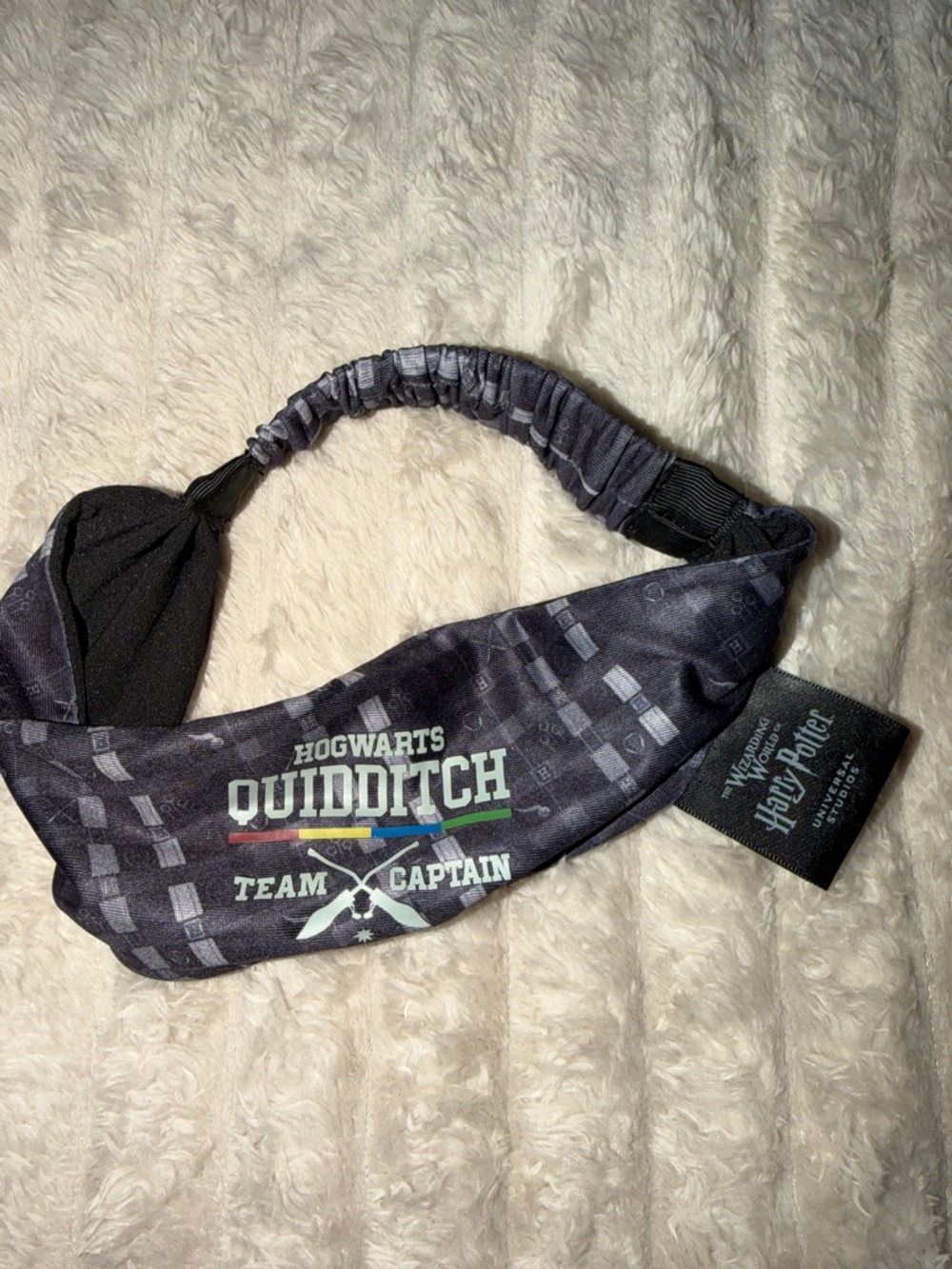 Warner Bros. Black Hogwarts Quidditch Team Captain Headband with Colored Stripe